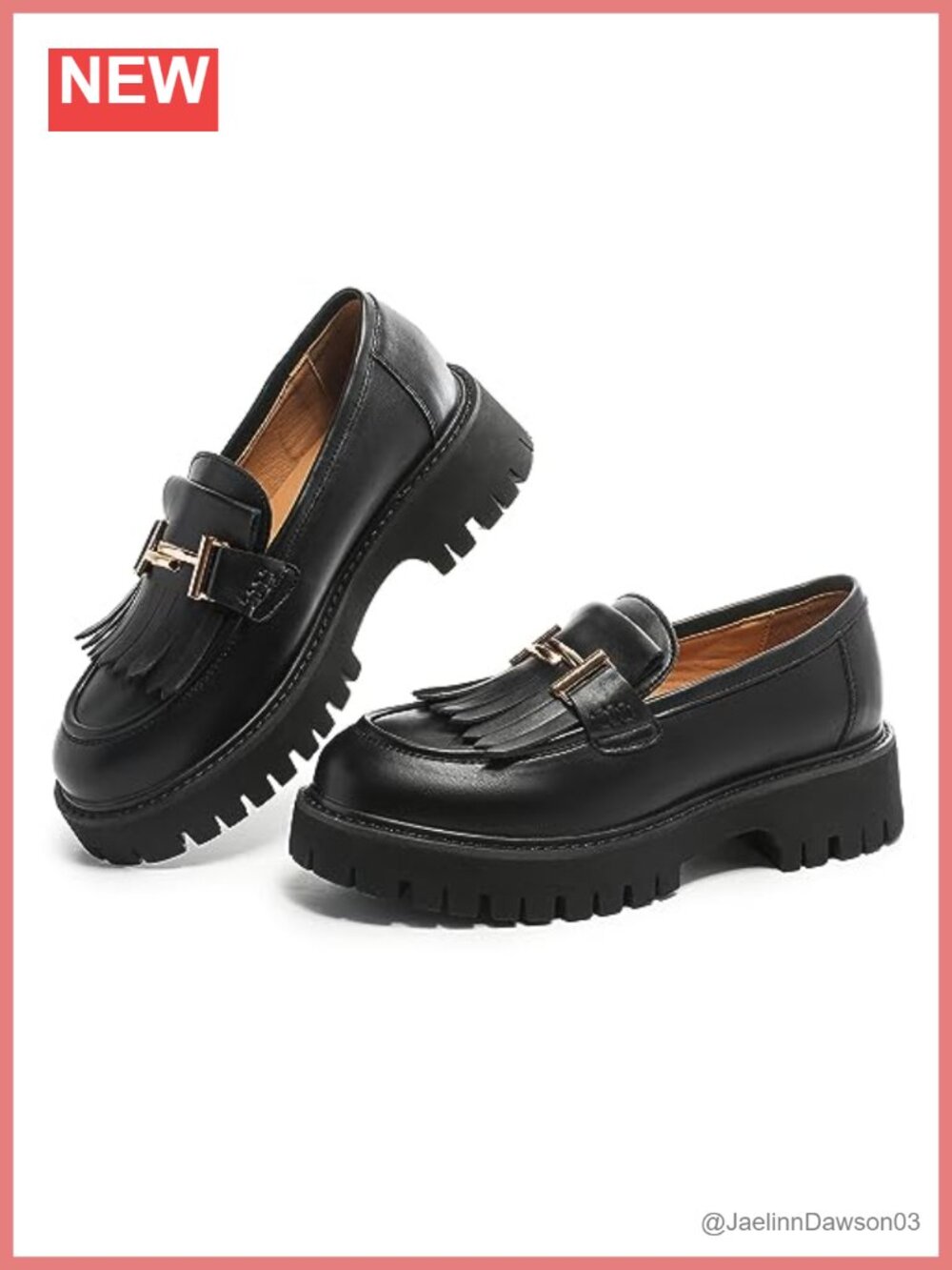 Women's Chunky Platform Loafers Slip On Lug Sole PU Leather Flocked Round Toe